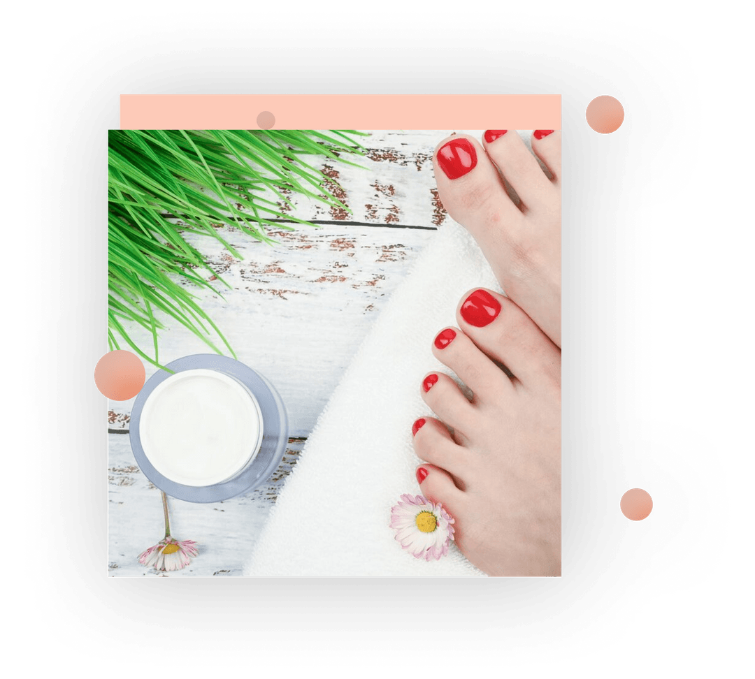 Spa pedicure treatment with flowers and natural elements